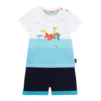 Baby boys' navy airplane graphic top and shorts